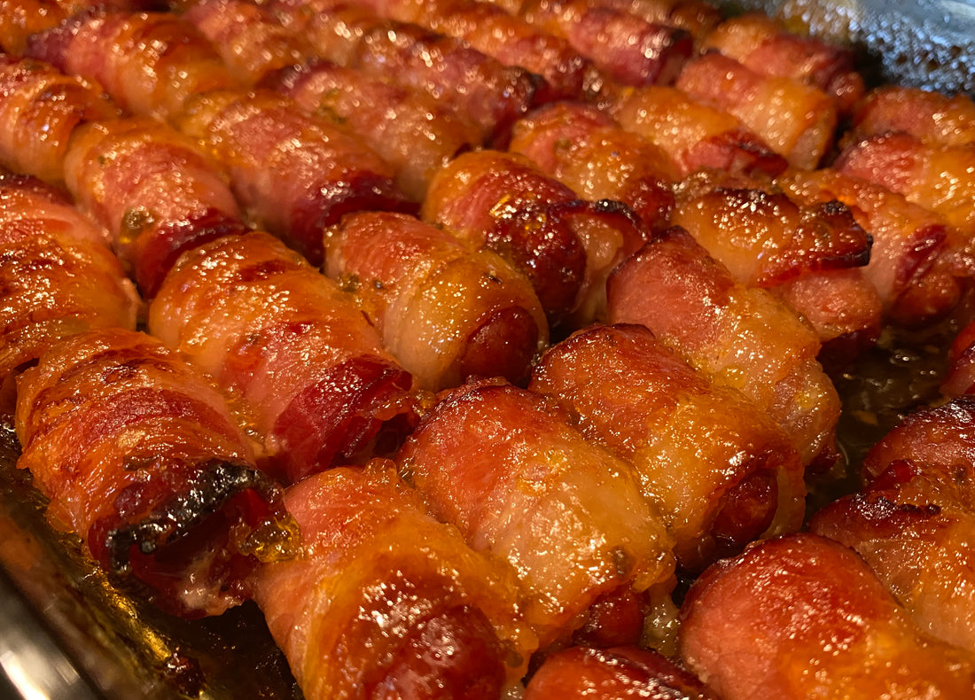 Candied Bacon Wrapped Little Smokies